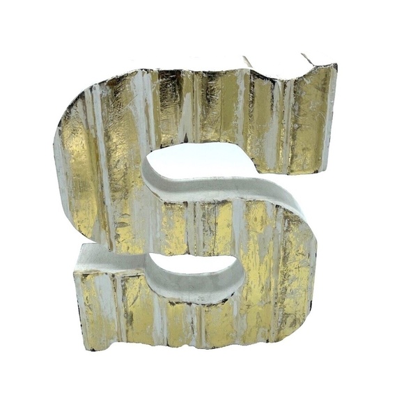 Decorative Wooden "S"‎ with gold/white detailing - Picture 2 of 5